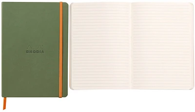 Carnet de notes (A5) Rhodia, série Rhodiarama A5 Vert* (Couverture souple, 148 mm x 210 mm, ligné)