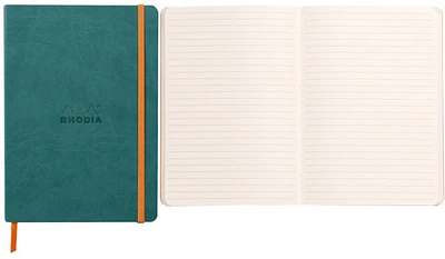 Carnet de notes (A5) Rhodia, série Rhodiarama A5 Bleu-Vert* (Couverture souple, 148 mm x 210 mm, ligné)