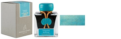 Jacques Herbin Ink bottle, 1670 Inks series Turquoise de Perse (with gold flecks)