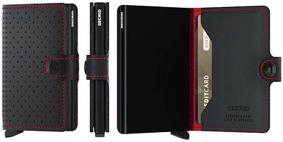 Porte-cartes Secrid, série Miniwallet Perforated Noir-Rouge