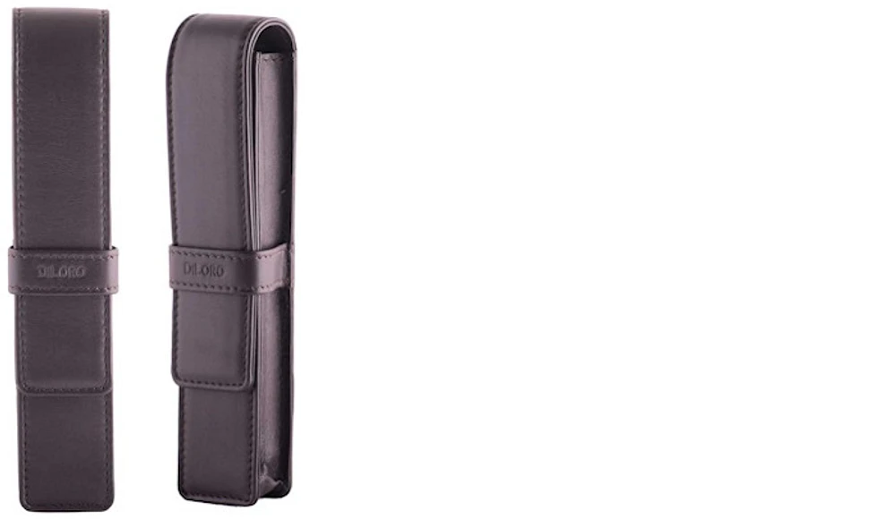 Étui pour stylo DiLoro, série Leather Pen Holder (Single) Brun foncé  