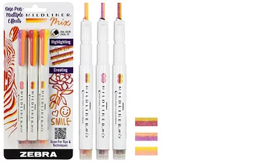 Zebra Highlighters, Mildliner Mix series (Pack of 3: Warm colors)