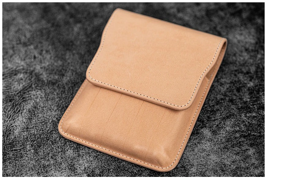 Galen Leather Co. Pen pouch, Leather Flap Pen Case (5) series Undyed