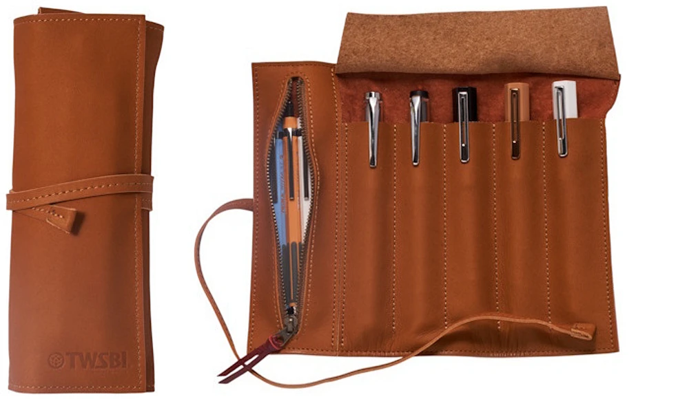 TWSBI Pen pouch, Leather Roll Case series Tan brown