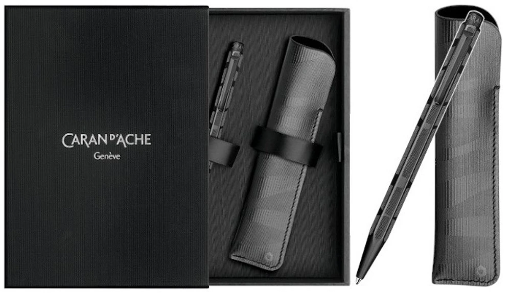 Caran d'Ache Ballpoint pen & pouch set, Ecridor Black Lines series 