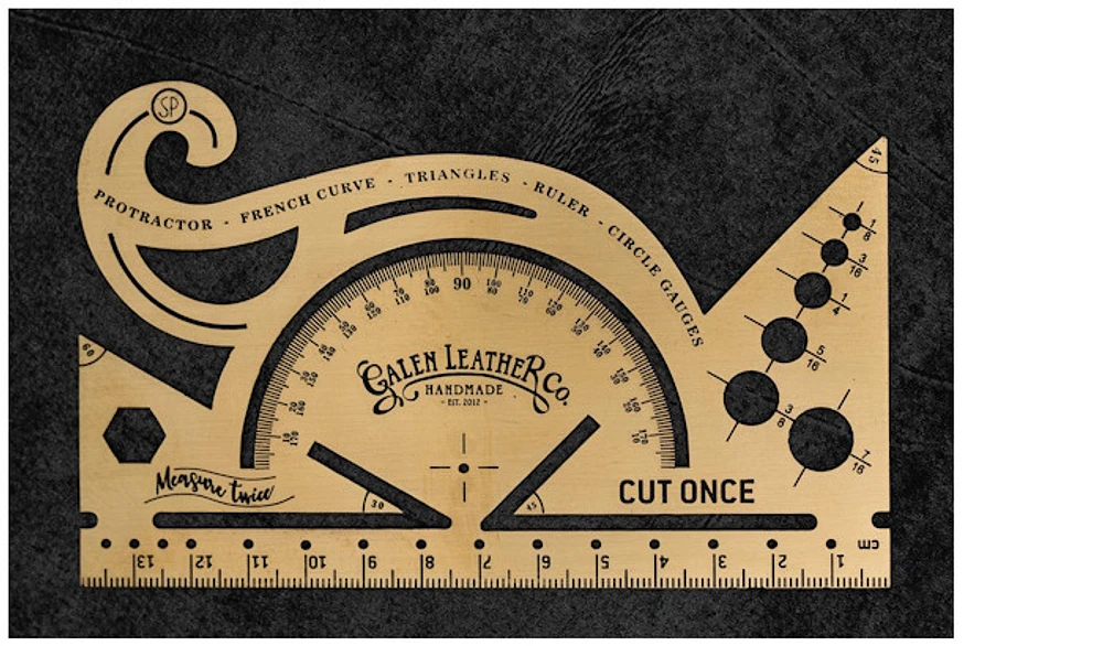 Galen Leather Co. (multifunction) Ruler, Brass Accessories series