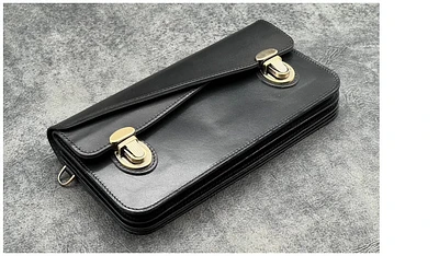 Sac Galen Leather Co., série Leather Accordion Noir 