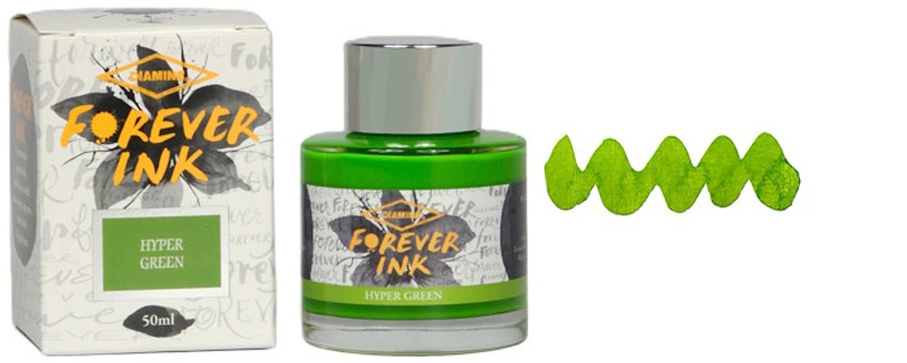 Bouteille d'encre Diamine, série Forever Encre Hyper Green (50ml)