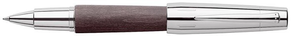 Stylo bille roulante Faber-Castell, série E-motion Wood/Chrome Noir