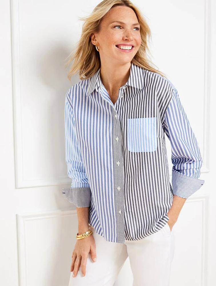 Poplin Short Shirt - Mixed Stripe