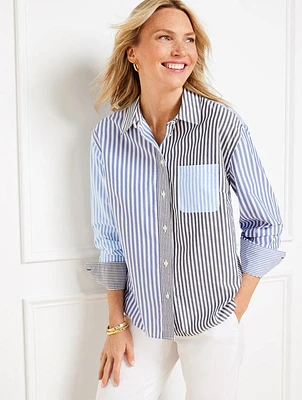 Poplin Short Shirt - Mixed Stripe