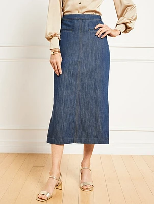 Refined Denim Midi Skirt