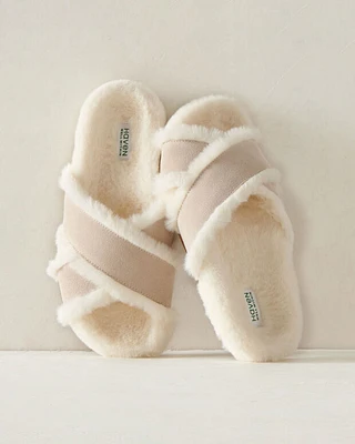 Faux Fur Criss-Cross Structured Slides