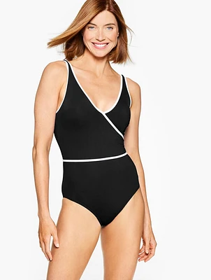 Sun Ocean Sand V-Neck One Piece - Tipped