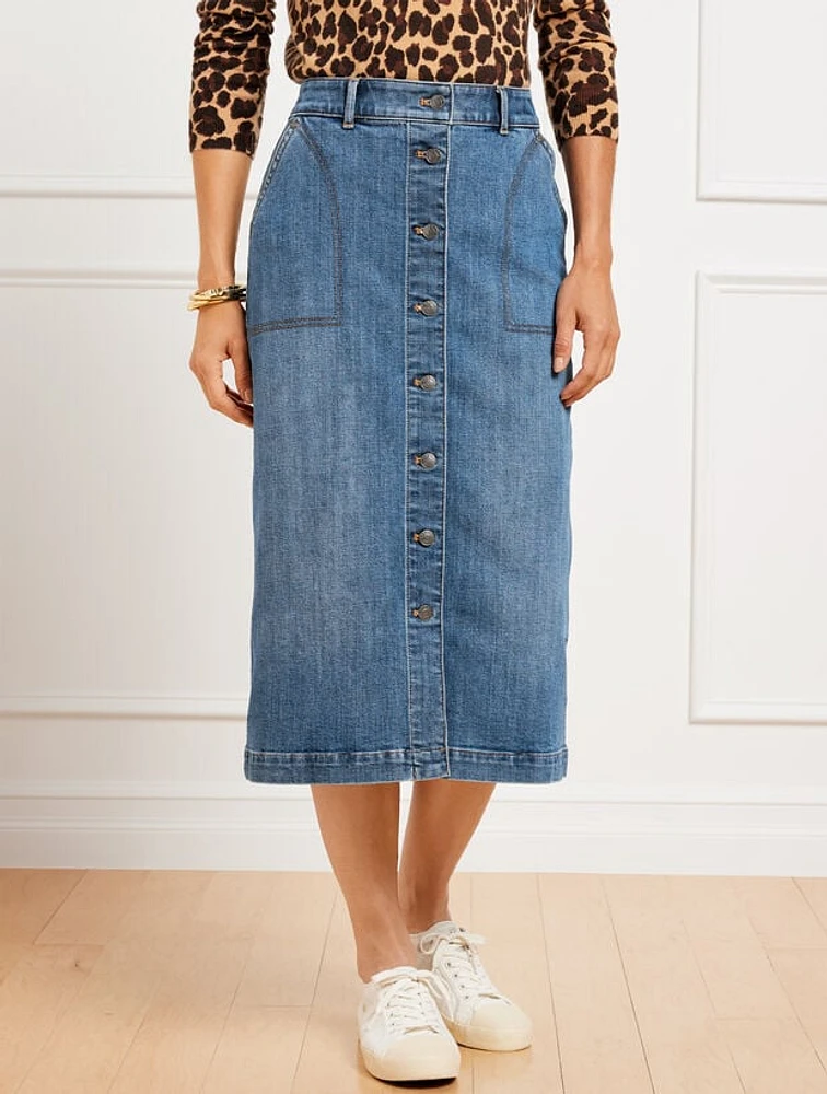 Denim Midi Skirt - Tidal Wash