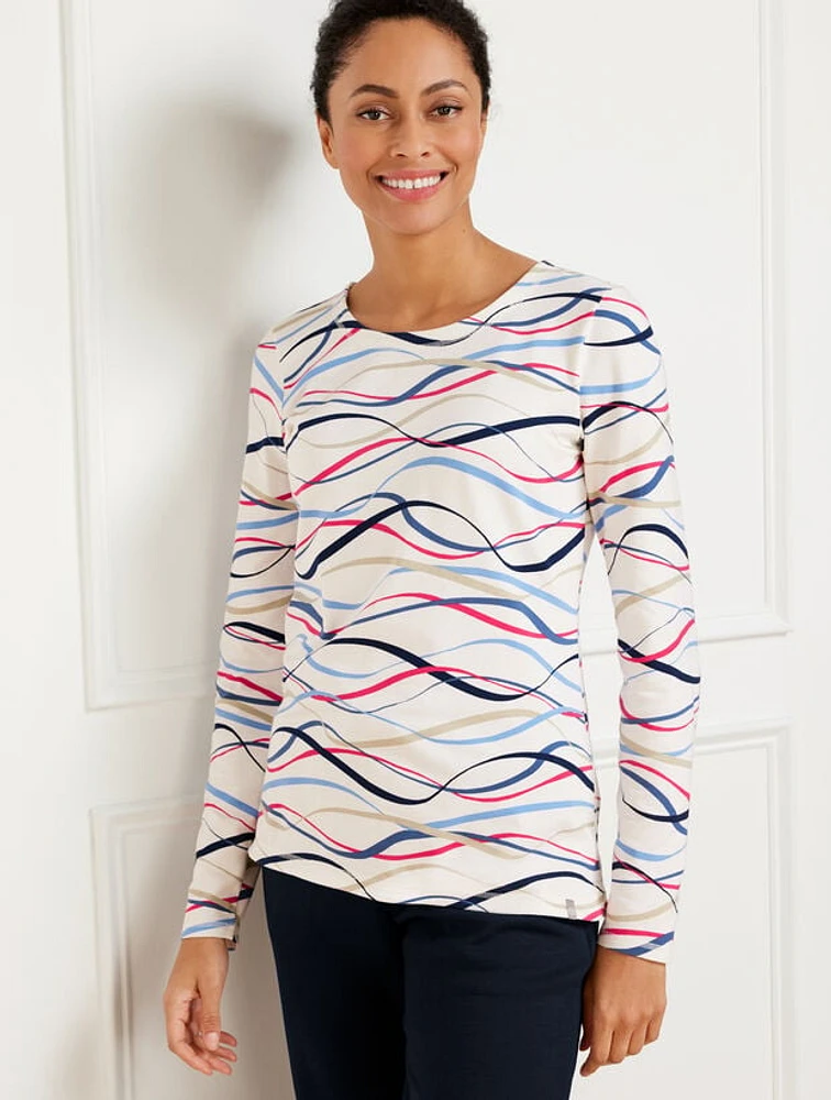 Supersoft Jersey Long Sleeve Tee - Wavy Lines