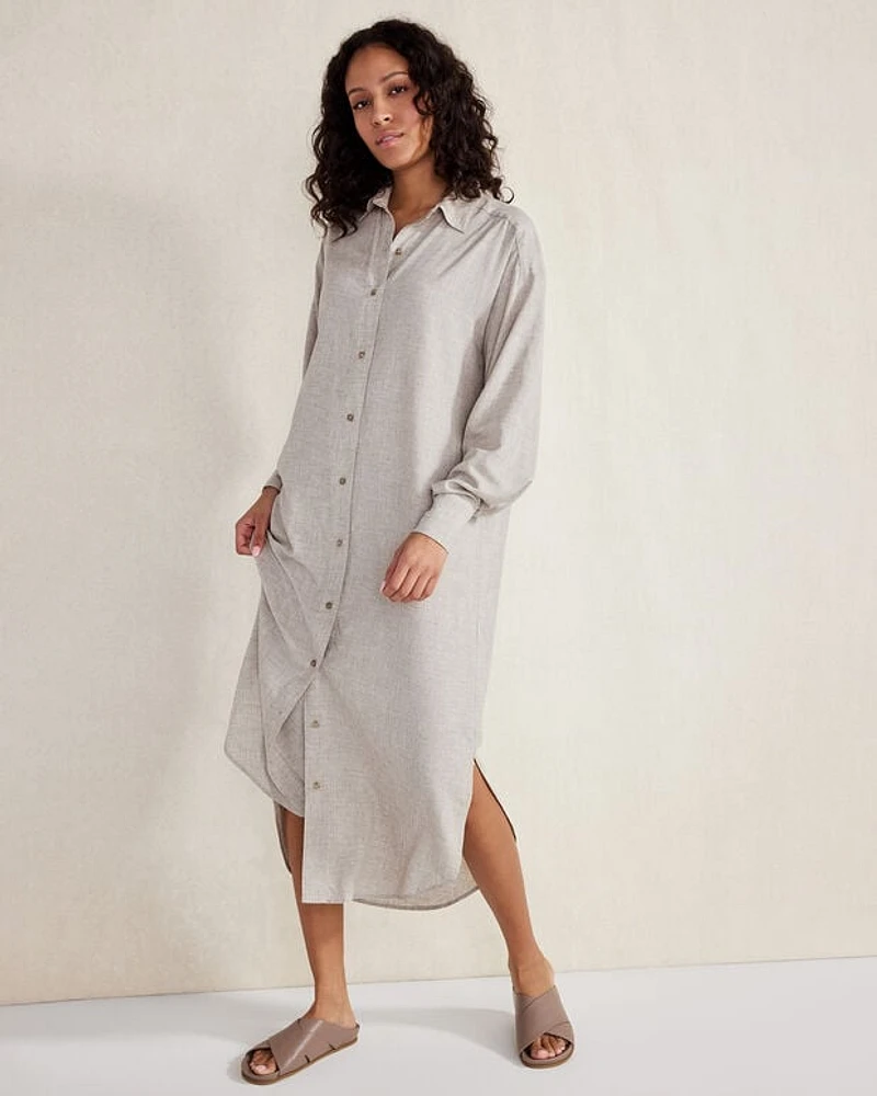 Drapey Wool Button Down Dress