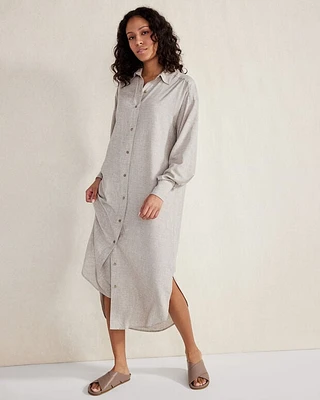 Drapey Wool Button Down Dress