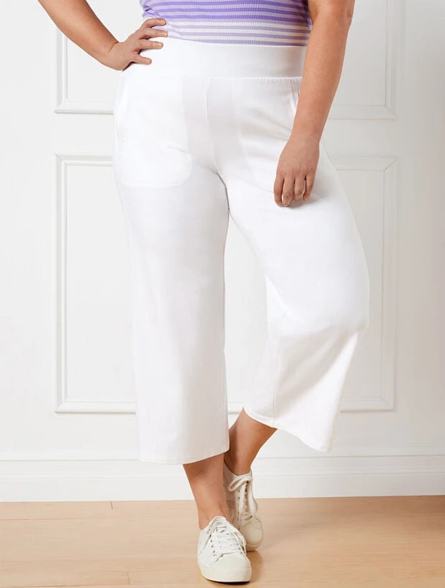 Wide Leg Pants Talbots White Capris Talbots Modal French Terry Wide Crop  Pants At Hamilton Place In - Main Image