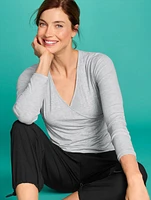 Ribbed Wrap Front Top