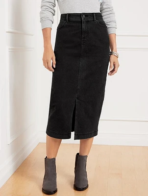 Denim Midi Skirt - Black Wash