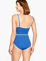 Sun Ocean Sand V-Neck One Piece - Tipped