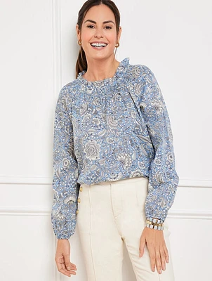 Herbaceous Vines Smocked Top