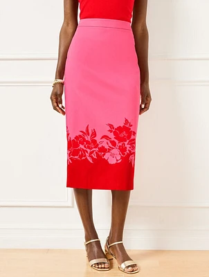 Bicolor Poppy Pencil Skirt