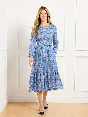 Cotton Voile Shirtdress - Buoyant Blossoms