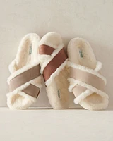 Faux Fur Criss-Cross Structured Slides