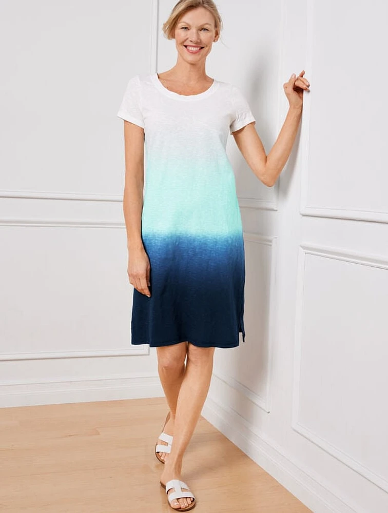 Supersoft Slub Short Sleeve Dress - Dip Dye