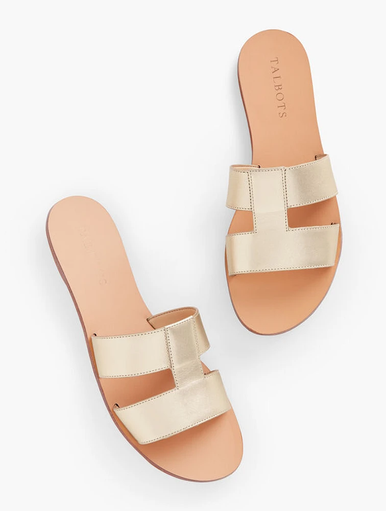 Hannah Metallic Vachetta Slides