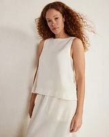 Linen Blend Bateau Neck Top