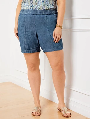 Pull-On Shorts - Chambray 6”