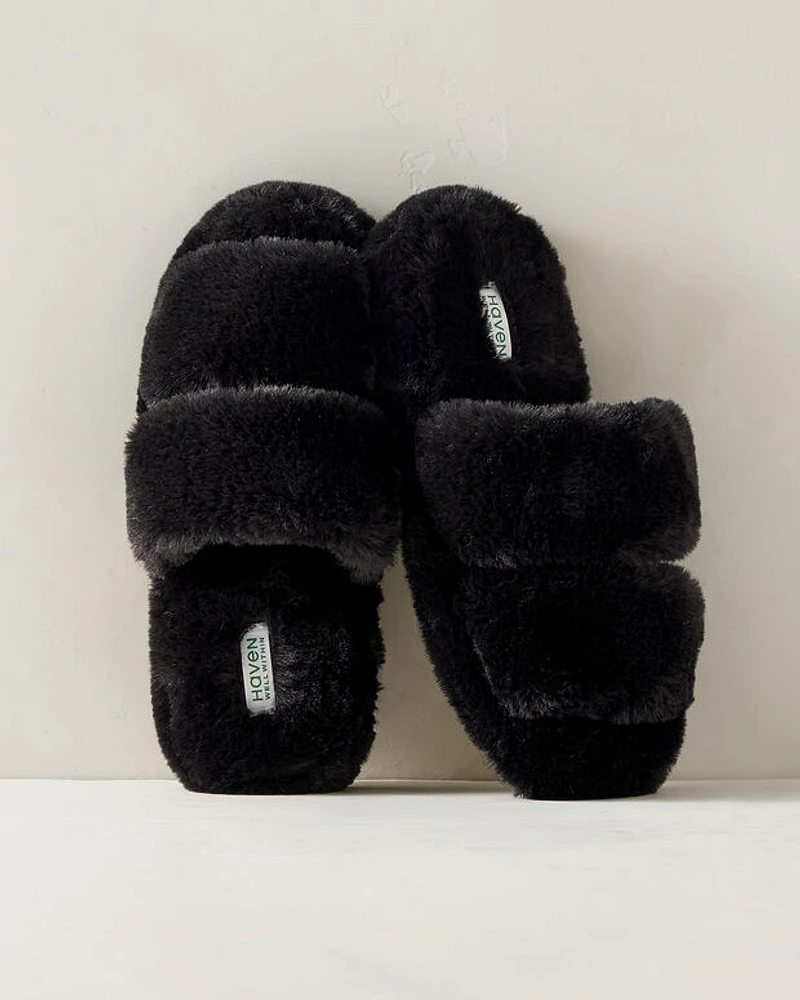 Faux Fur Banded Slippers