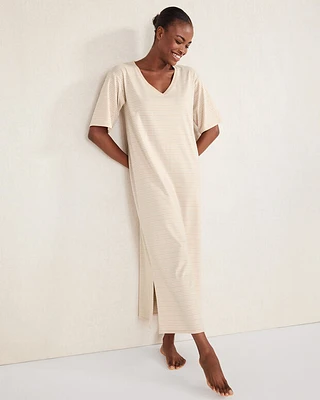 Organic Cotton Jersey Tonal Stripe Sleep Dress