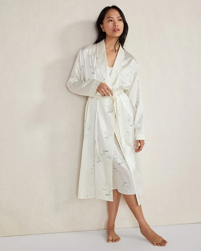 Washable Silk Delicate Floral Robe