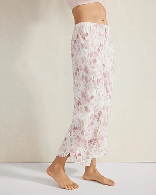 Organic Cotton Jersey Botanical Rose Curved Hem Pants