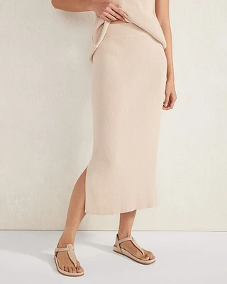 Organic Cotton Rib Knit Midi Skirt