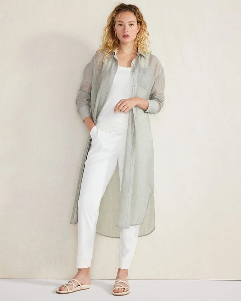 Crinkle Button-Down Duster
