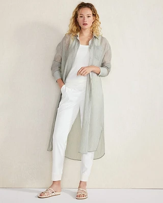 Crinkle Button-Down Duster