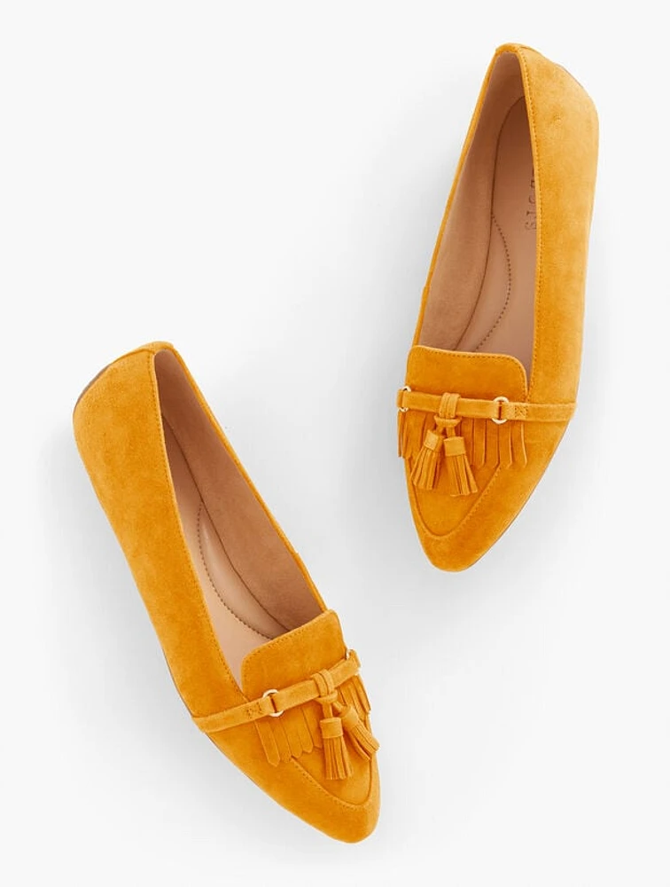 Francesca Tassel Driving Flats - Suede