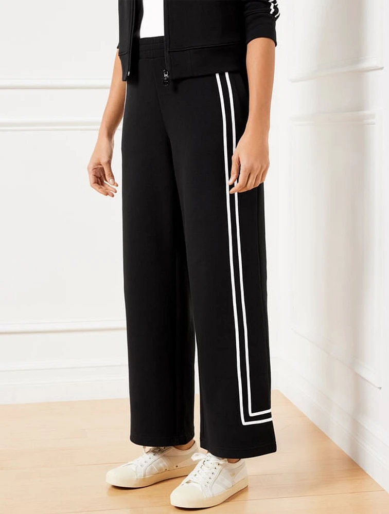 Piqué Tipped Wide Leg Pants