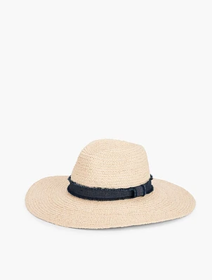 Frayed Trim Floppy Hat