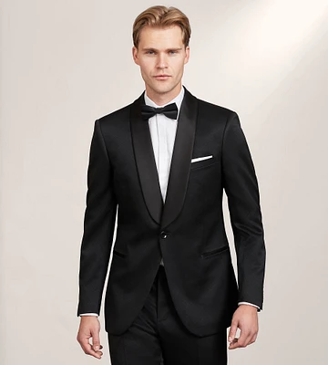 Slim Fit Black Jacquard Tuxedo Jacket