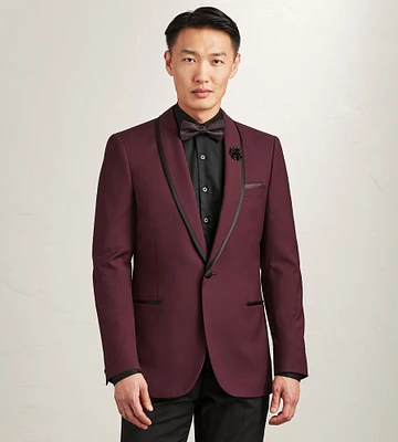 Modern Fit Burgundy Solid Tuxedo
