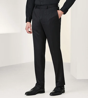 Slim Fit Black Jacquard Tuxedo Pants