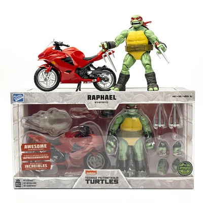 TMNT BST AXN + VEHICLE Raphael Comic with Red Motorcycle