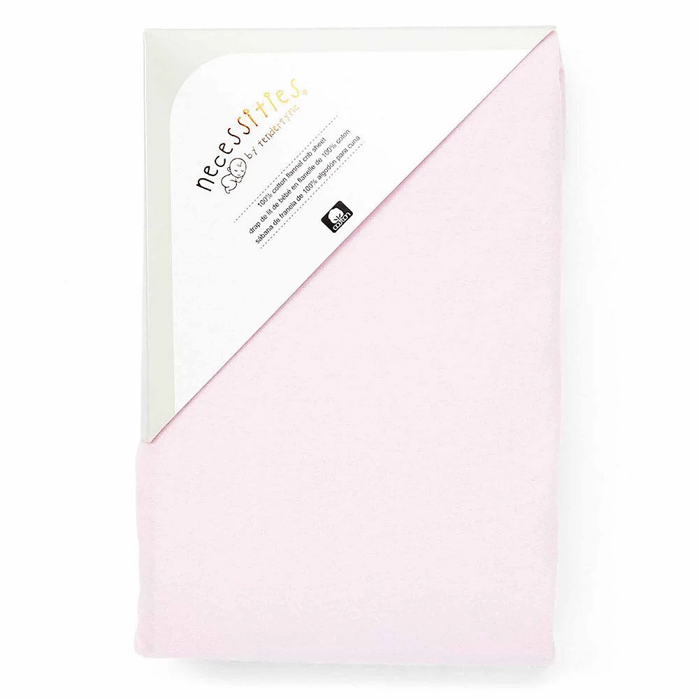 Drap de lit de bébé en flanelle rose Necessities By Tendertyme