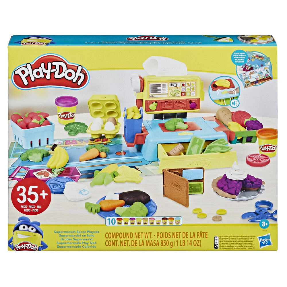 Supermarché en folie Play-Doh avec caisse enregistreuse, 37 pièces et 10 pots